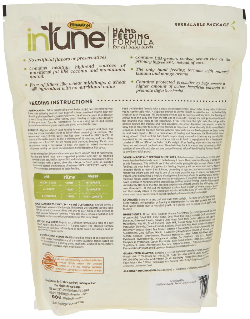 Higgins Intune Natural Hand Feeding Baby Bird Food Formula, 5lb - Image 2